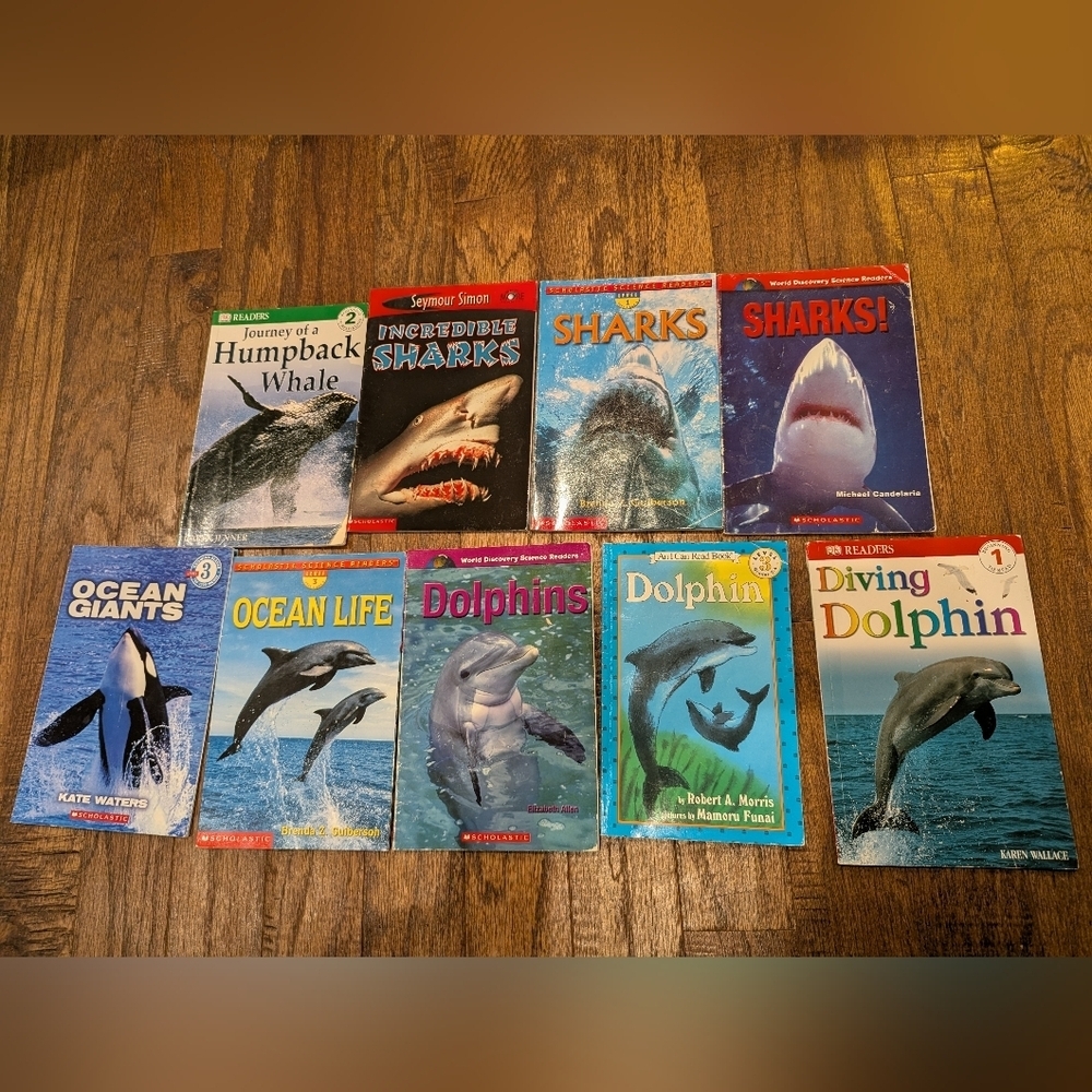 Marine & Ocean Life 10 Books For kids Dolphins Sharks Whales, Coral Reef 4-8 Yrs